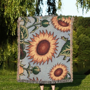 Sunflower Woven Blanket • Large Printed Throw Blanket • Woven Throw • Printed Blanket • Boho Home Decor • Boho Tapestry • Wall Tapestry