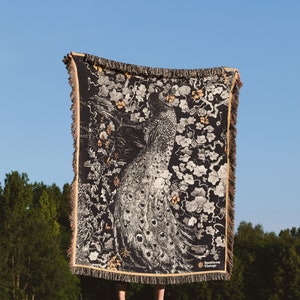 Peacock Blanket • Woven Throw • Printed Blanket • Boho Home Decor • Boho Tapestry • Wall Tapestry