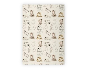 Carta da regalo vintage, motivo con figure nude, carta per collage