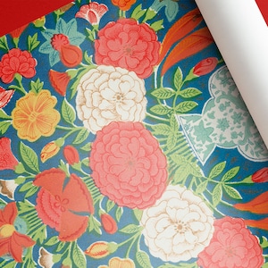 Vintage Floral Wrapping Paper, Bright colors, flowers, Unique Print