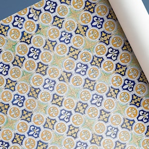 Vintage French Lilies Tile Art Wrapping Paper
