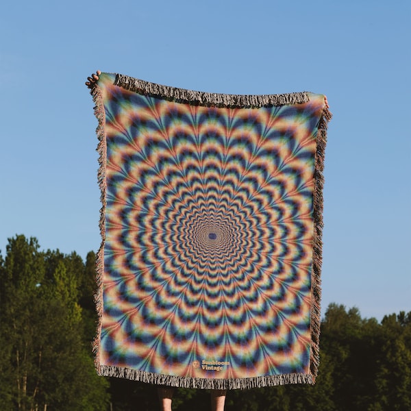 Psychedelic Blanket •  Large Abstract Throw Blanket • Woven Throw  • Boho Home Decor • Boho Tapestry • Wall Tapestry