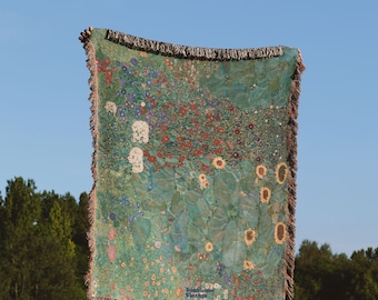 Farm Garden with Sunflowers Blanket • Woven Throw • Printed Blanket • Boho Home Decor • Boho Tapestry • Wall Tapestry