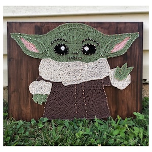 Baby Yoda strängkonst, Star Wars strängkonst, mandaloriansk strängkonst, sovrumsinredning