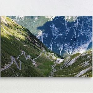 Stelvio Pass Canvas, Passo dello Stelvio, Mountain road, Fine Art Photography,  Alpine Mountain Road Wall Art, Passo Stelvio Wall Art Canvas