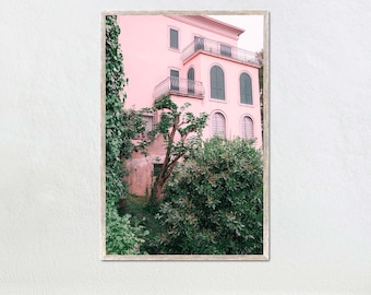 Pink house in Italy Printable Fine art photography digital download, Pink House facade architecture Italy