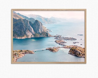 Lofoten Islands Printable Fine Art Digital Download Photography, Lofoten Panorama Poster, Scandinavia coastal Print, Coastline Norway art
