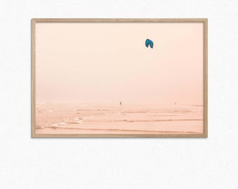 Printable Kitesurfing Wall Art Photography Kiteboarding Poster Print Coastal Beach Kite Surf Home Decor Ocean Kitesurf Pastel Color Fine Art