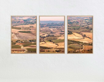 Tuscany Landscape Printable Fine Art Photography Bundle set of 3 Prints, Toscana in summer at Montalcino Italy Digital Download Poster