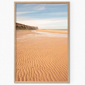 Póster imprimible de playa de Cap Blanc-Nez, arte mural, fotografía, decoración costera francesa, arena, colores cálidos, impresión artística, regalo de viaje europeo