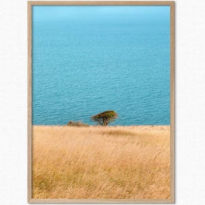 Fotografía imprimible minimalista de la costa francesa, arte mural digital, descarga digital, minimalismo, póster del Canal de la Mancha de Cap Blanc-Nez