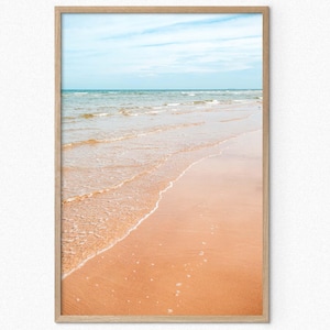 Fotografía de pared imprimible de la playa de Blanc Nez, Francia, con arena, playa, póster, impresión, océano costero, decoración del hogar, arte de pared playero, póster de olas de mar.