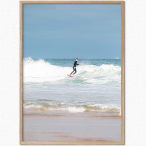 Fotografía artística imprimible de surf costero, descarga digital, póster de arte mural de surf en la playa de la costa francesa, impresión para decoración del hogar