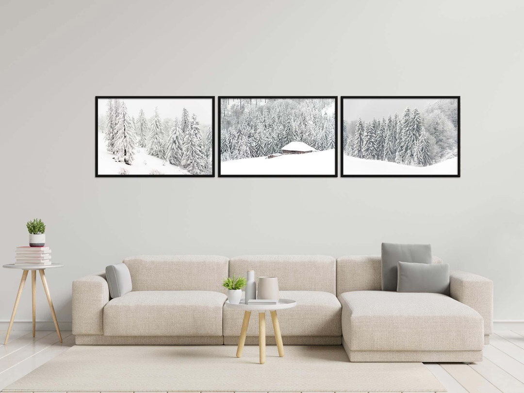 Printable Set of 3 Prints Winter Forest Wall Art Snowy Forest Home Wall ...