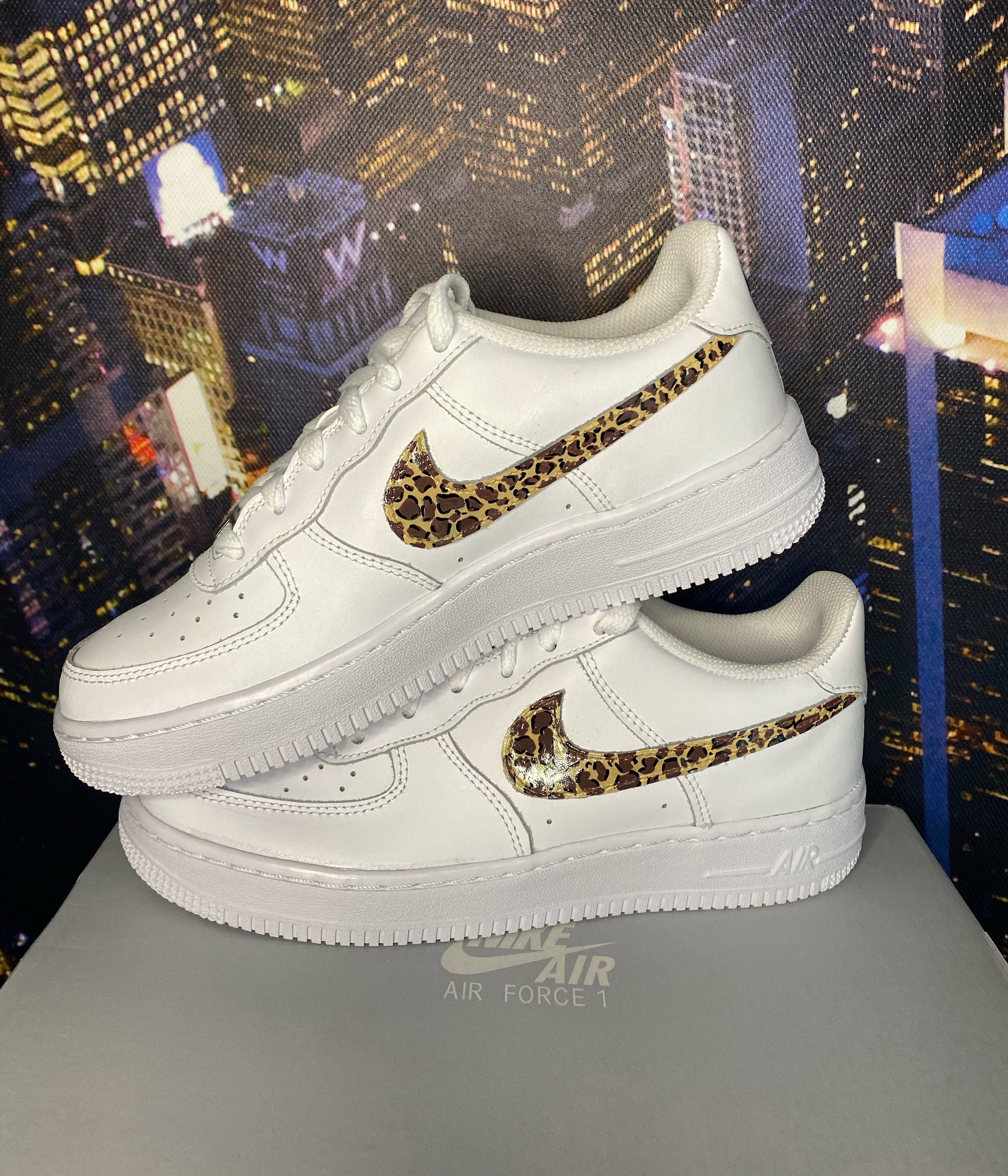 white nike leopard print