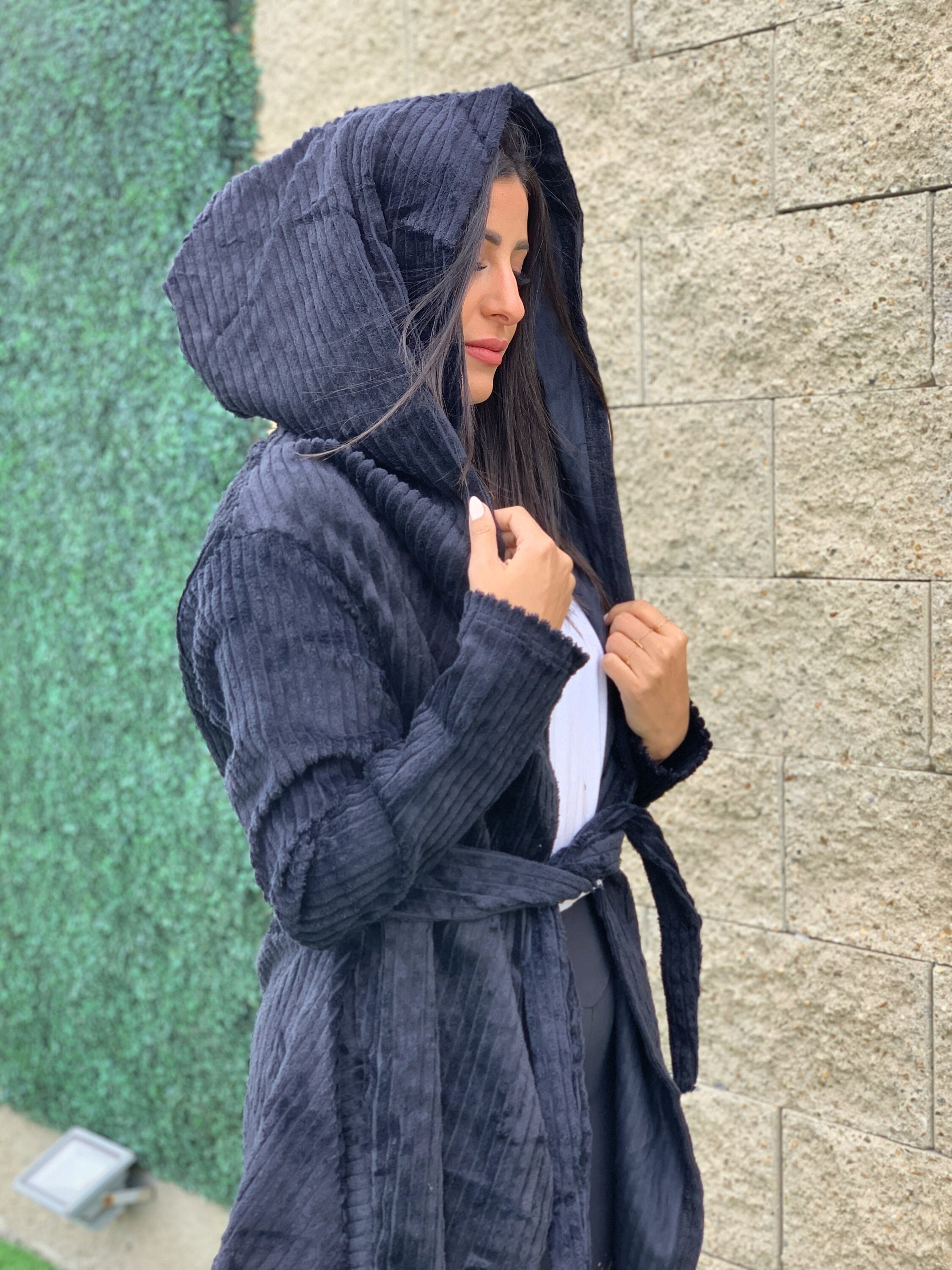 Black Attractive Hooded Cloak Comfy Coat Fashion Coat Velvet | Etsy UK