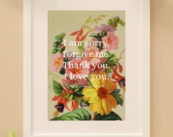 Ho'oponopono prayer printable wall art digital download • hawaiian healing prayer hooponopono art