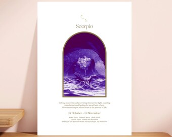Scorpio art print star sign gift scorpio wall art digital download astrology gift Zodiac art printable scorpio affirmation