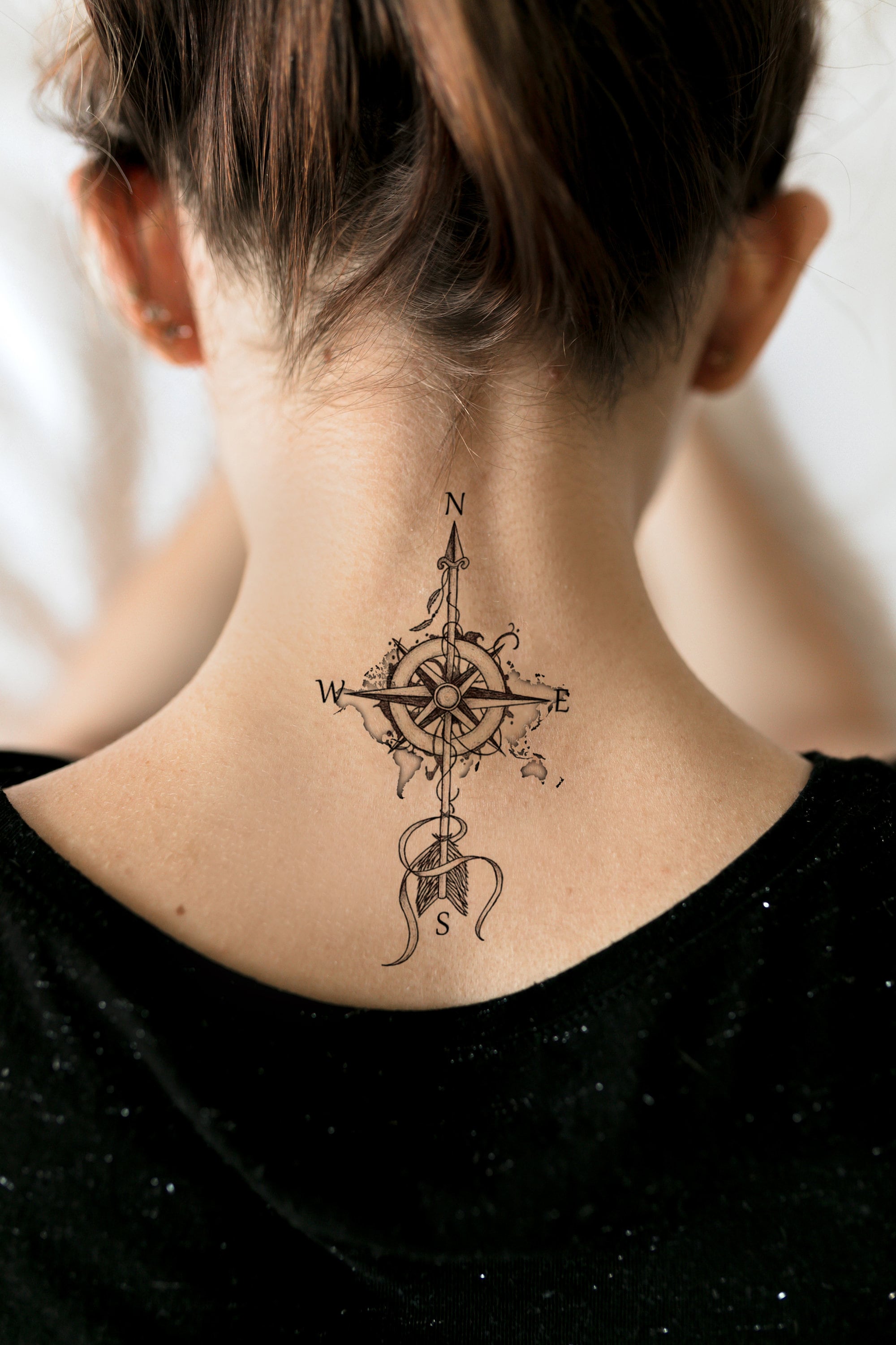 Tattoo uploaded by rcallejatattoo  Beautiful compass neck banger by Filip  Henningsson FilipHenningsson RedDragonTattoo traditionaltattoo  boldtattoos compass blossom  Tattoodo