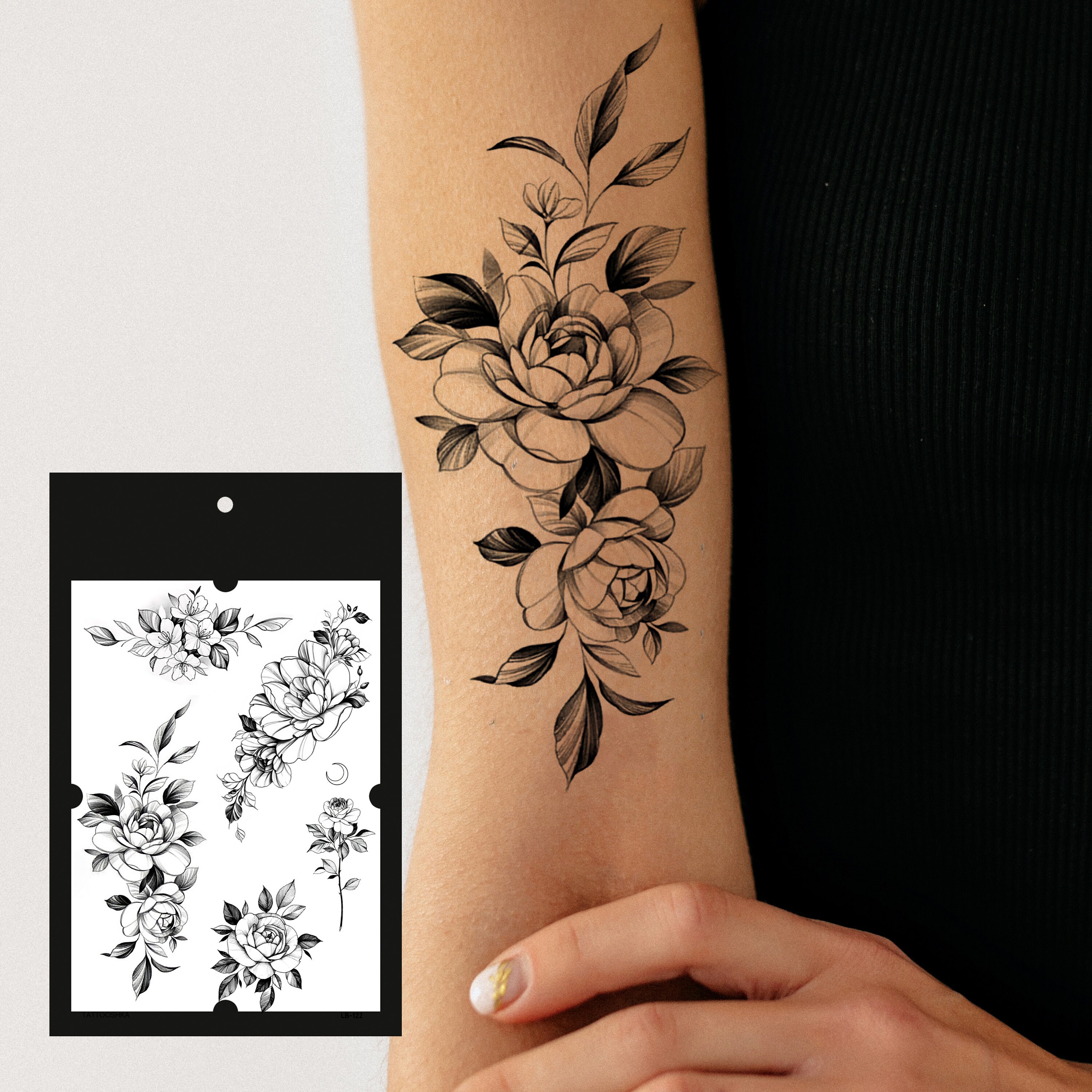 Tatouage Poignet Femme Fleur Tatouage temporaire Pivoines graphiques Fleurs de femmes - Etsy France