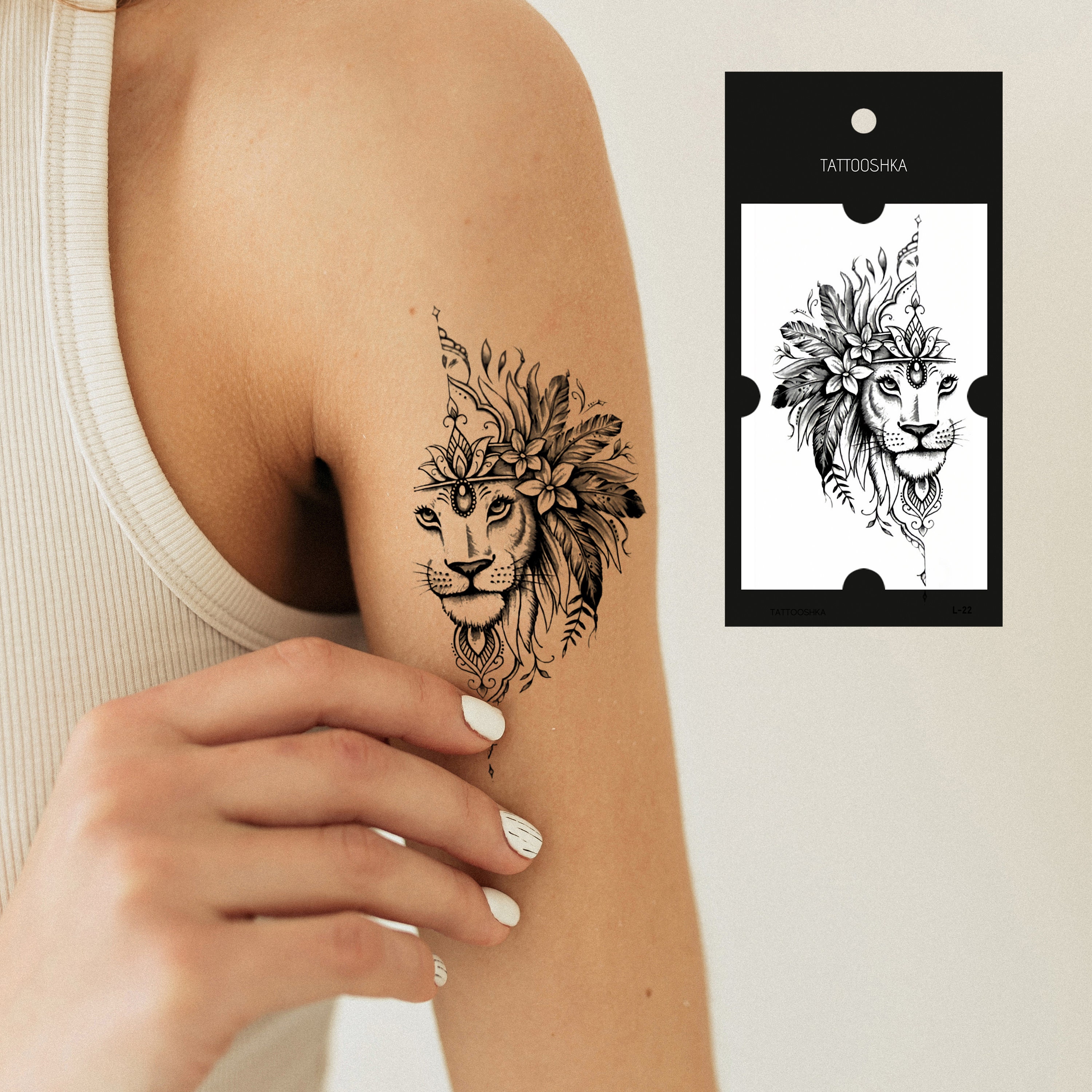 Fake Lion Tattoo - Etsy Fake Lion Tattoo - Etsy