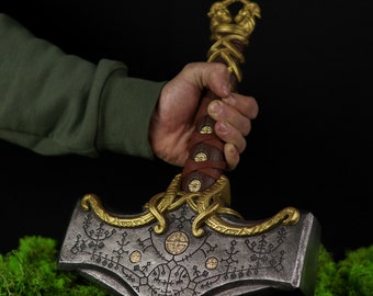 Mjolnir with box, Mjolnir war hammer, Thor's hammer, Handmade Mjolnir replica, Hand forged Thor hammer, Engraved power hammer