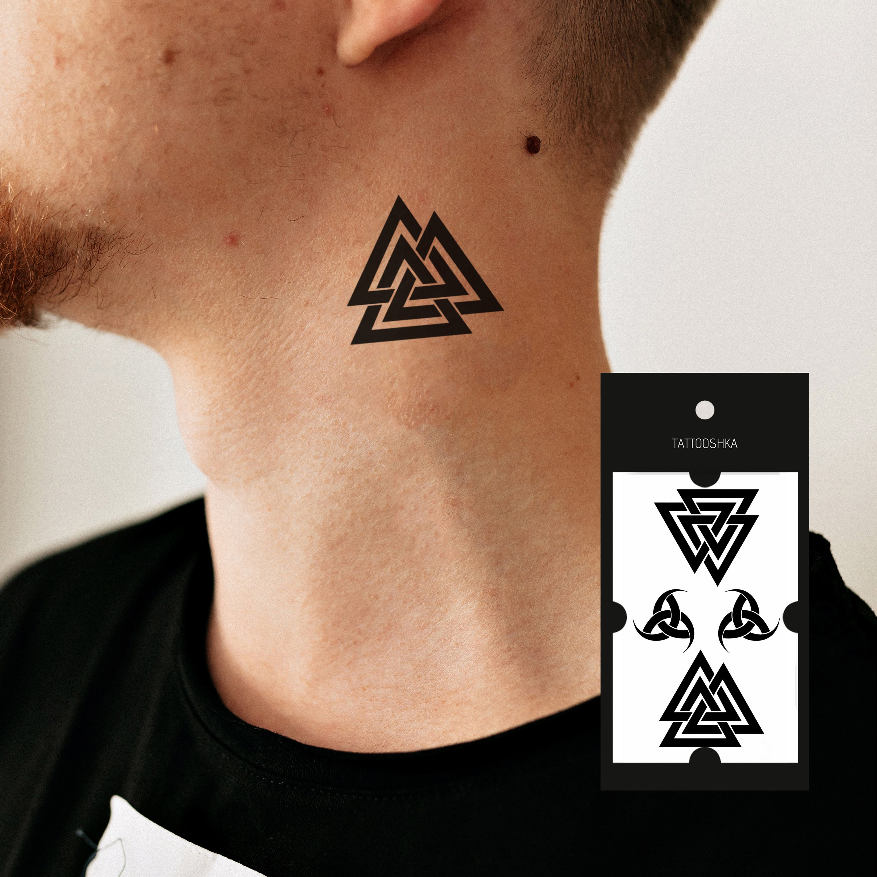 Valknut Tattoo Temporary Tattoo Hand Drawn Fine Line Tattoos - Etsy Sweden