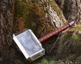 Mjolnir replica, Thor hammer, Handmade viking hammer, Cosplay steel hammer, Forged war hammer, Hand forged mjolnir