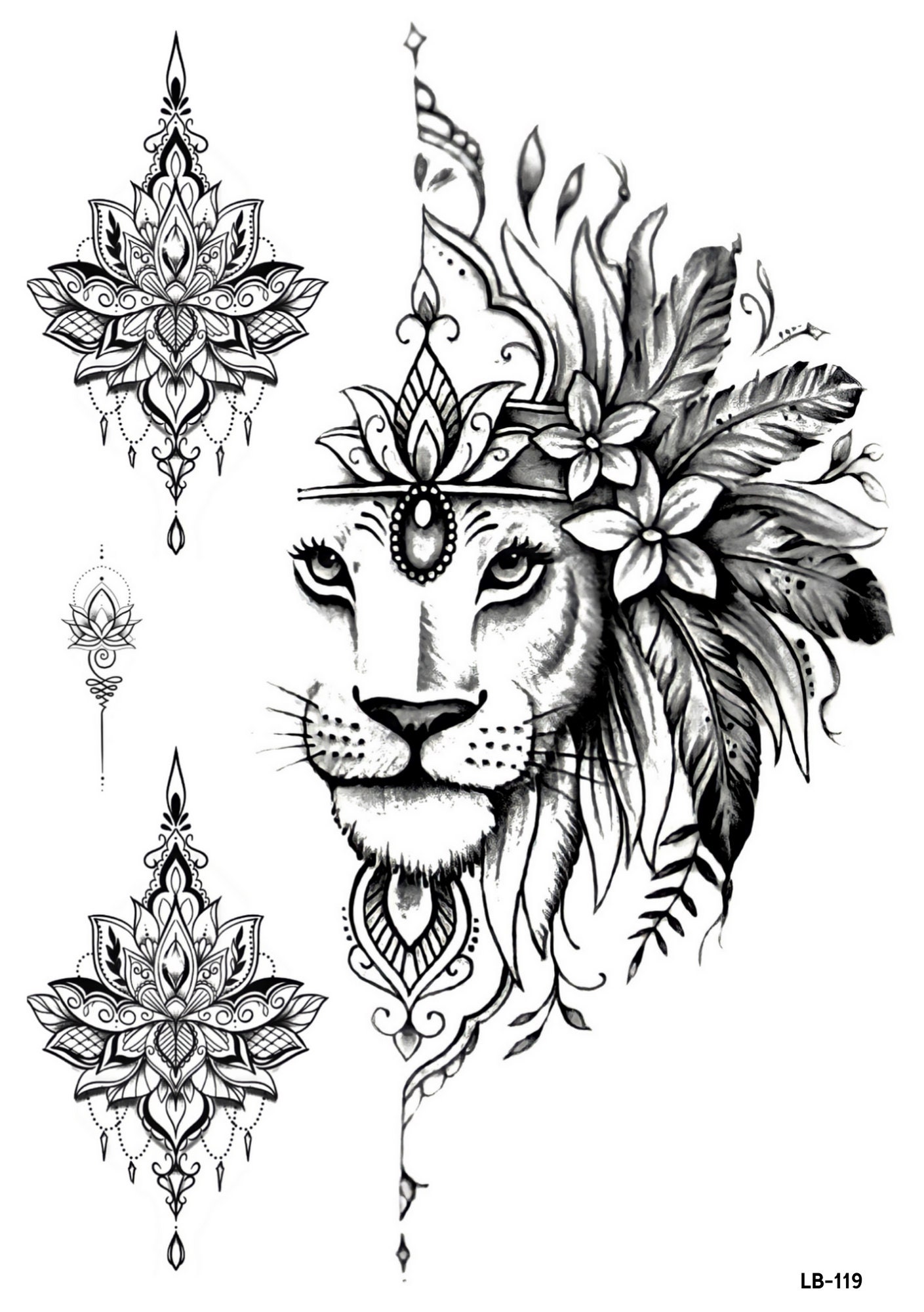 Large Temporary Tattoo Animal Print Temporary Tattoo Lion - Etsy