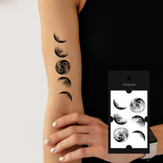 Women Temp Tattoos Moon Phases Outer Space Temporary Tattoo - Etsy