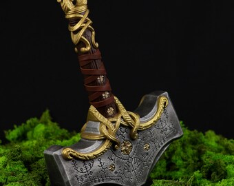 Mjolnir hammer metal, Handmade Thor hammer, Hand forged Mjolnir, Power hammer, Larp hammer, Engraved viking hammer, Scandinavian mythology