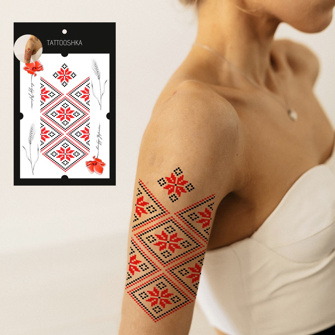 Temporary Tattoo Ukrainian Symbols Support Ukraine Temp - Etsy