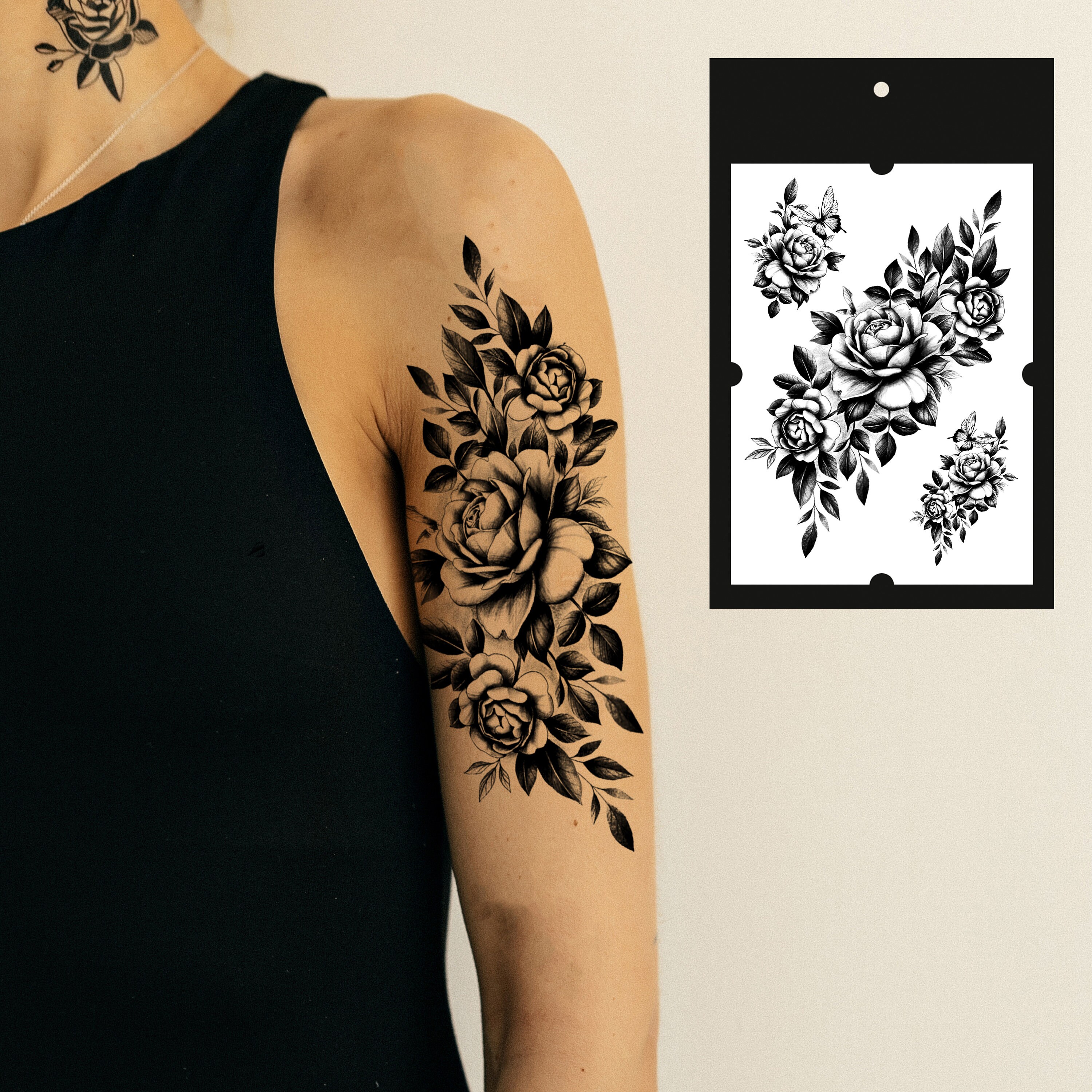 Temporary Tattoo Magic Flowers Large Women Flowers Temporary Etsy