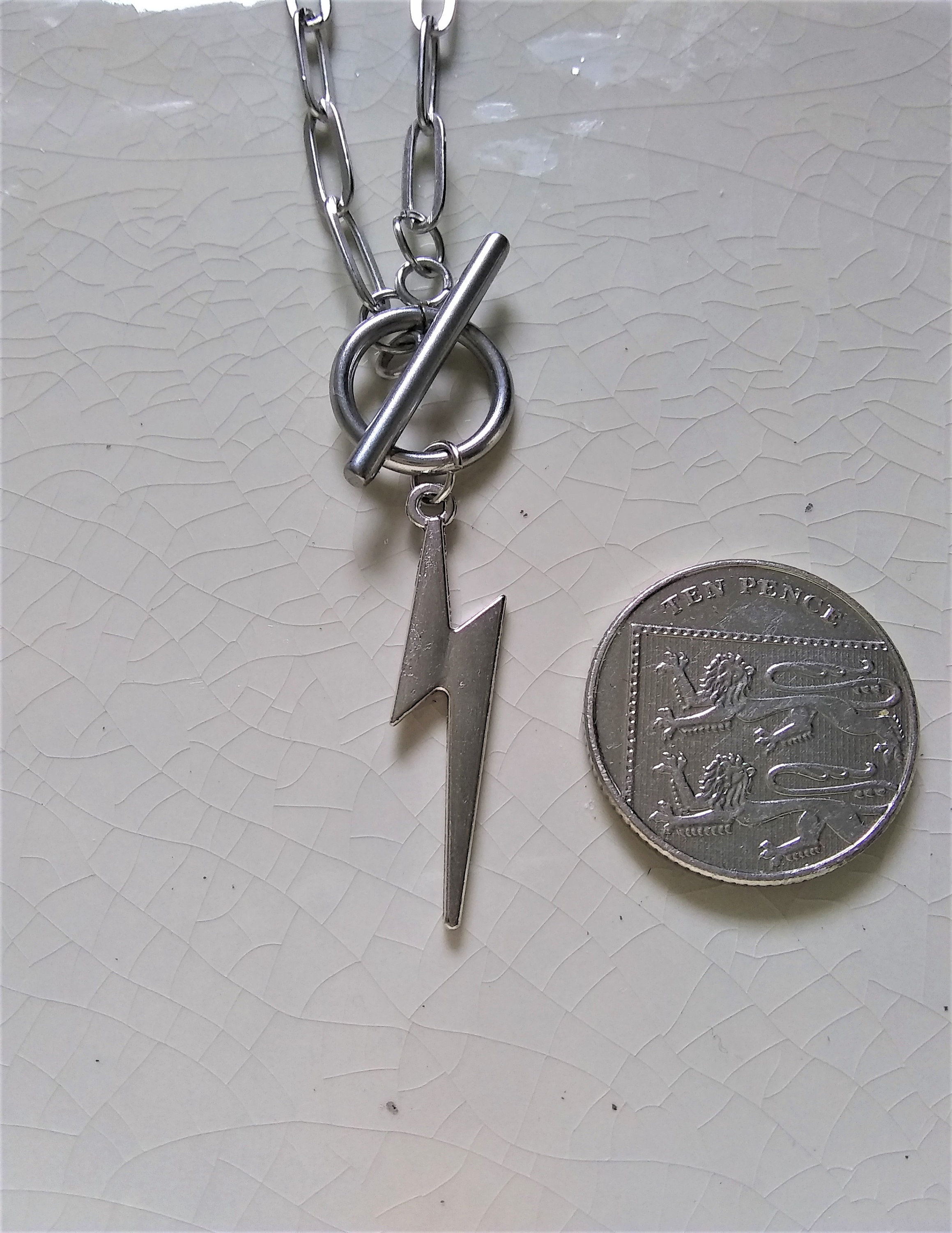 Lightning Bolt, Paper Clip Chain With Toggle Clasp Etsy UK