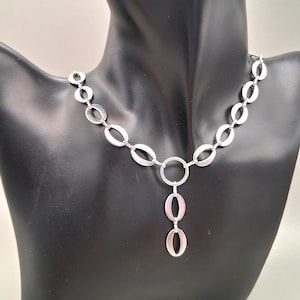 Silver, large oval link, adjustable necklace