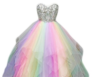 rainbow white dresses