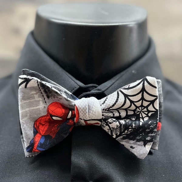 Handmade Spiderman Bow Tie Necktie For Baby – Blue Cotton, Marvel Comics Costume Accessory