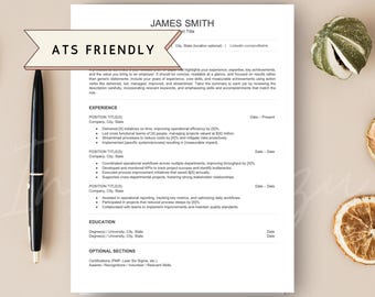 ATS Friendly Resume Template Word Pages Google Docs ATS Resume ATS Resume Template Minimalist Resume Simple cv Resume Basic Resume