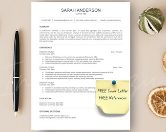 ATS Friendly Professional Resume Template | Word | Google Docs | Apple Pages | Modern | Minimalist | CV Template | CV Resume