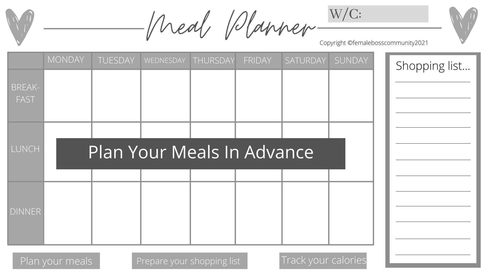 Meal Planner Meal Plan Printable Plan Your Meals Meal Prep Etsy UK