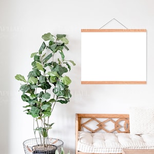 Frame Mockup, Boho Mockup Frame, Wooden Frame Mockup, Wall Art Mockup, Simple Minimal Frame Mockup, Horizontal Hanging Poster Mockup