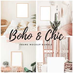 Boho Frame Mockup Bundle, Interior Mockup, Wall Frame Mockup, Poster Mockup, Wall Art Mockup, Vertical Mockup Frames