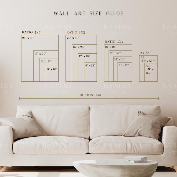 Wall Art Size Guide, Frame Size Guide, Print Size Guide, Poster Size Chart, Wall Display Guide, Artwork Size Guide, Vertical Frame, Inch