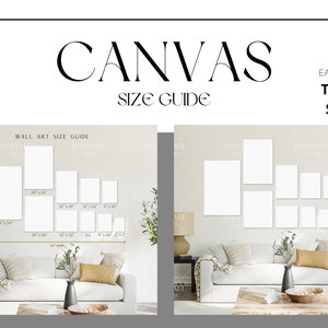 2 セット - キャンバス サイズ ガイド、JPG、PDF、Canva、ウォール アート サイズ ガイド、プリント サイズ ガイド、アートワーク サイズ ガイド、垂直キャンバス、インチ