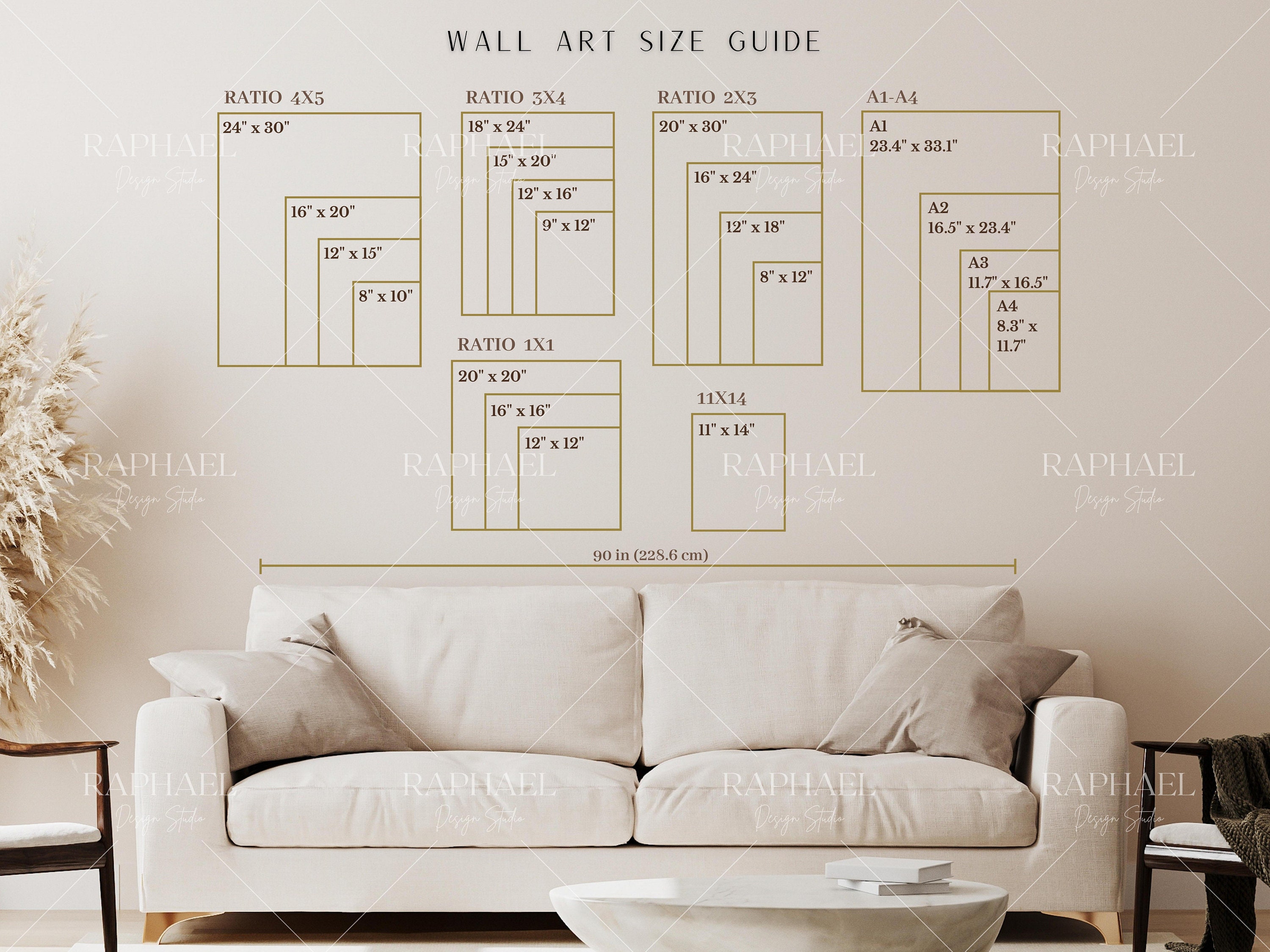 Wall Art Size Guide, Frame Size Guide, Print Size Guide, Poster