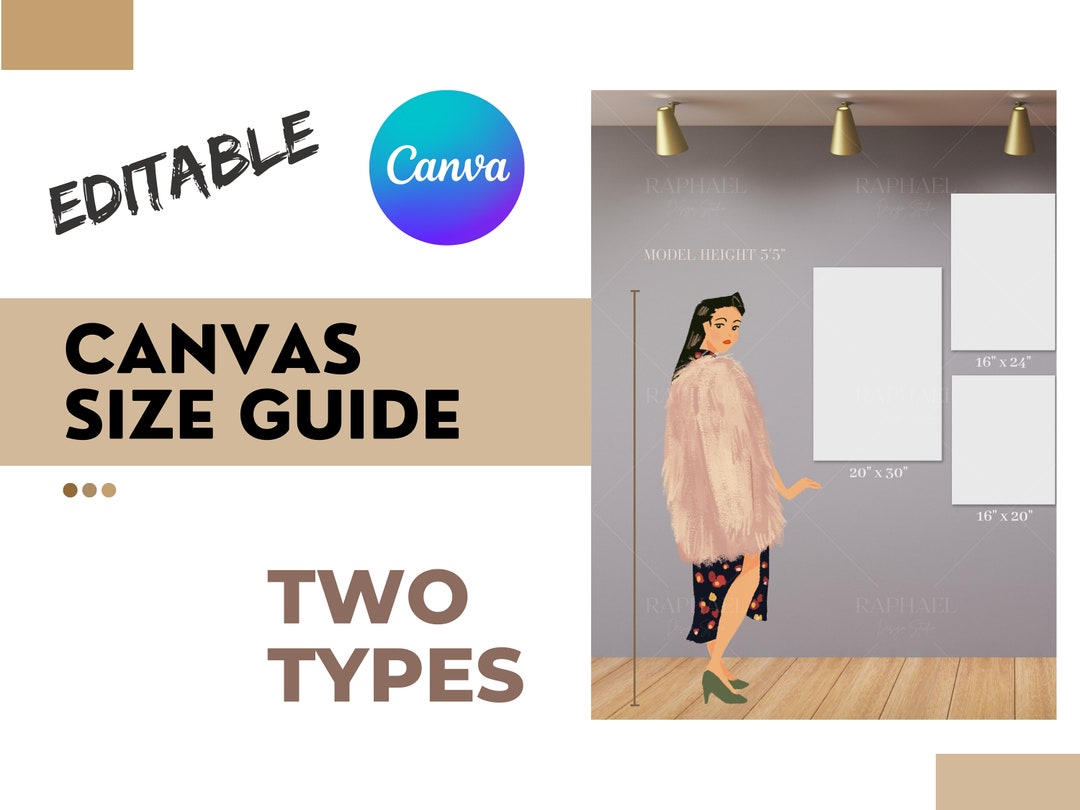 Buy Two Set Canvas Size Guide JPG PDF Canva Wall Art Size Online in