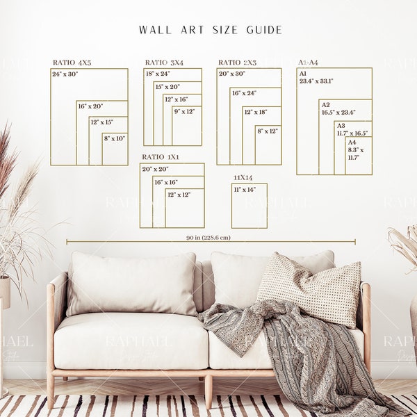 Wall Art Size Guide, Frame Size Guide, Print Size Guide, Poster Size Chart, Wall Display Guide, Artwork Size Guide, Vertical Frame, Inch