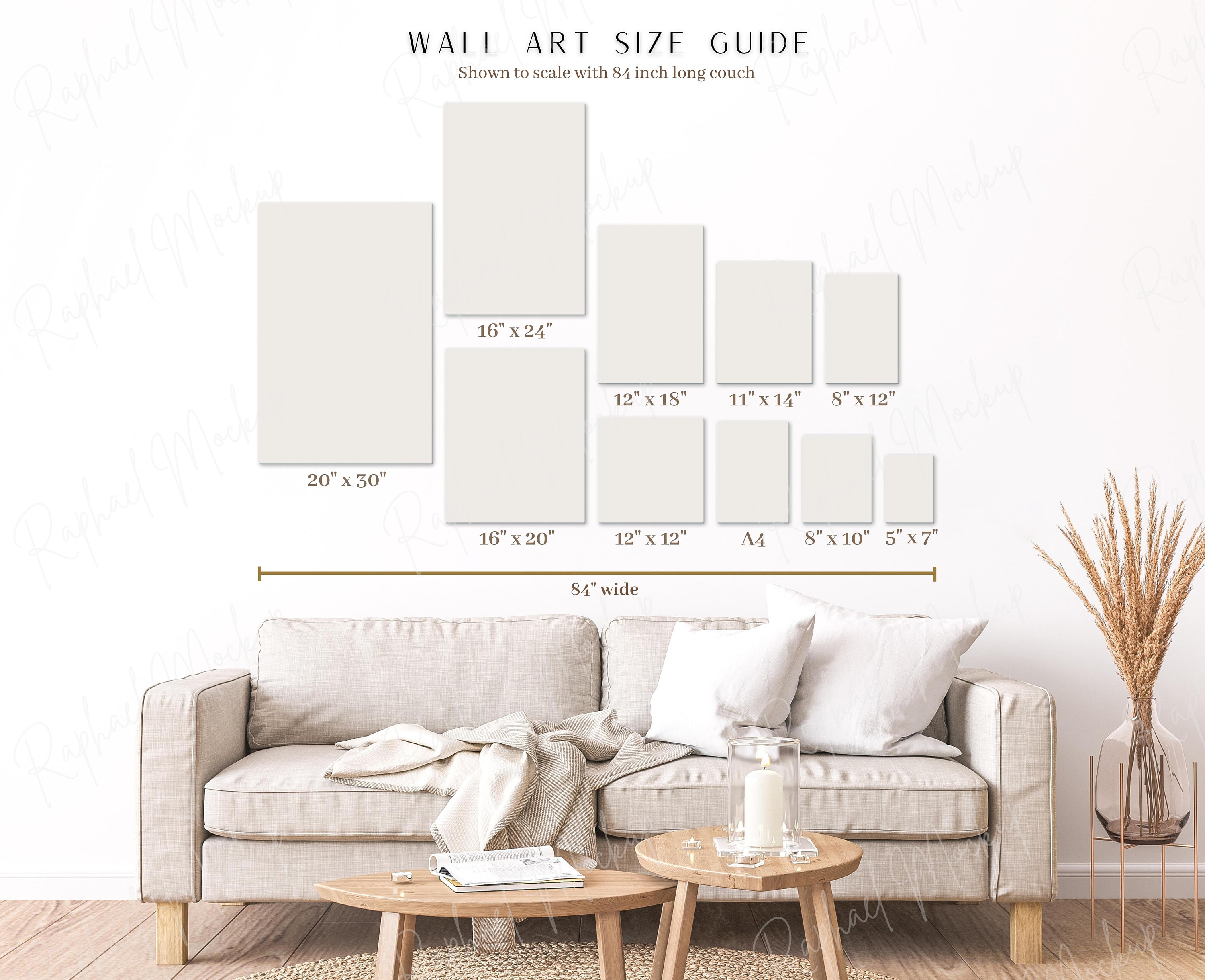 その他 Chart Gallery 5 Standard DVD Three Neutral Color, Wall Art Size Guide, Frame Size Guide, Print