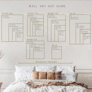 Wall Art Size Guide, Vertical Frame Size Guide, Print Size Guide, Poster Size Chart, Wall Display Guide, Artwork Size Guide, Bed, Inch, Cm
