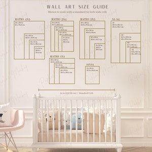 Nursery Wall Art Size Guide, Frame Size Guide, Print Size Guide, Poster Size Chart, Artwork Size Guide, Vertical Frame, Inch, Cm